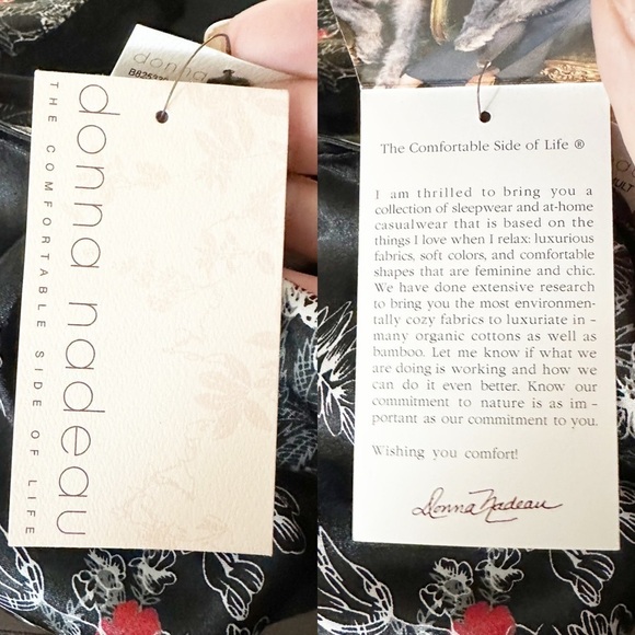 Donna Nadeau Black V Neck Asian Dark Floral Silky Nightgown - Picture 10 of 12